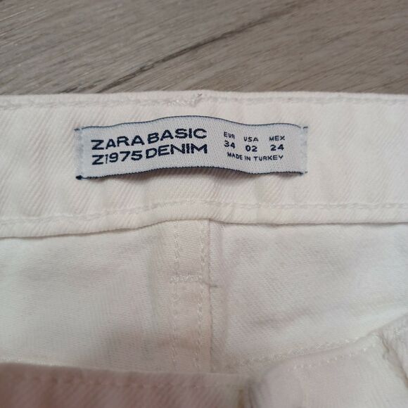 Zara Premiun Crafted Denim, Women's Sz 2 Cropped,Distressed,Bootcut White Jeans - Picture 11 of 12